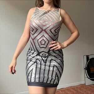 VIntage y2k ombre purple and silver sequins mini dress by bebe